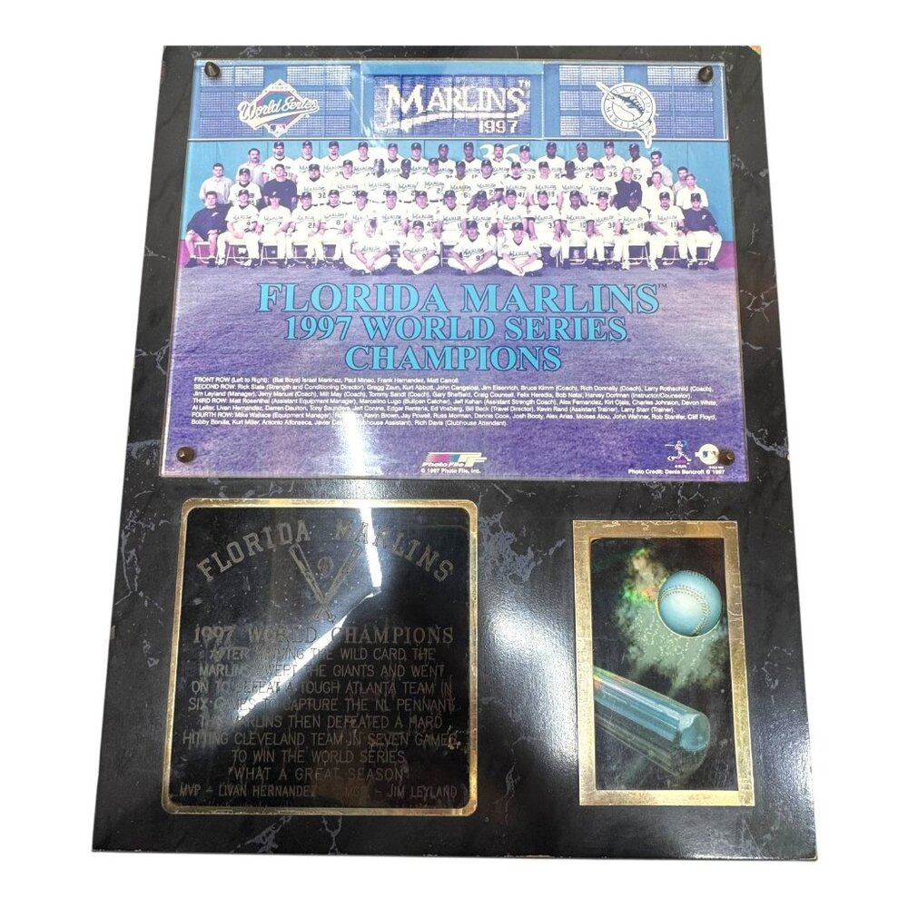 Florida Marlins 1997 World Series Champions Team Plaque Team Photo Vintage READ